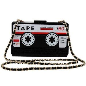Vintage Cassette Tape Clutch